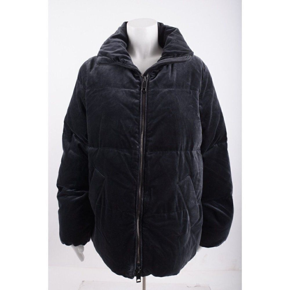 Massimo Dutti Womens Moleskin Jacket Quited Coat Blue L Large 6718/734 NWT